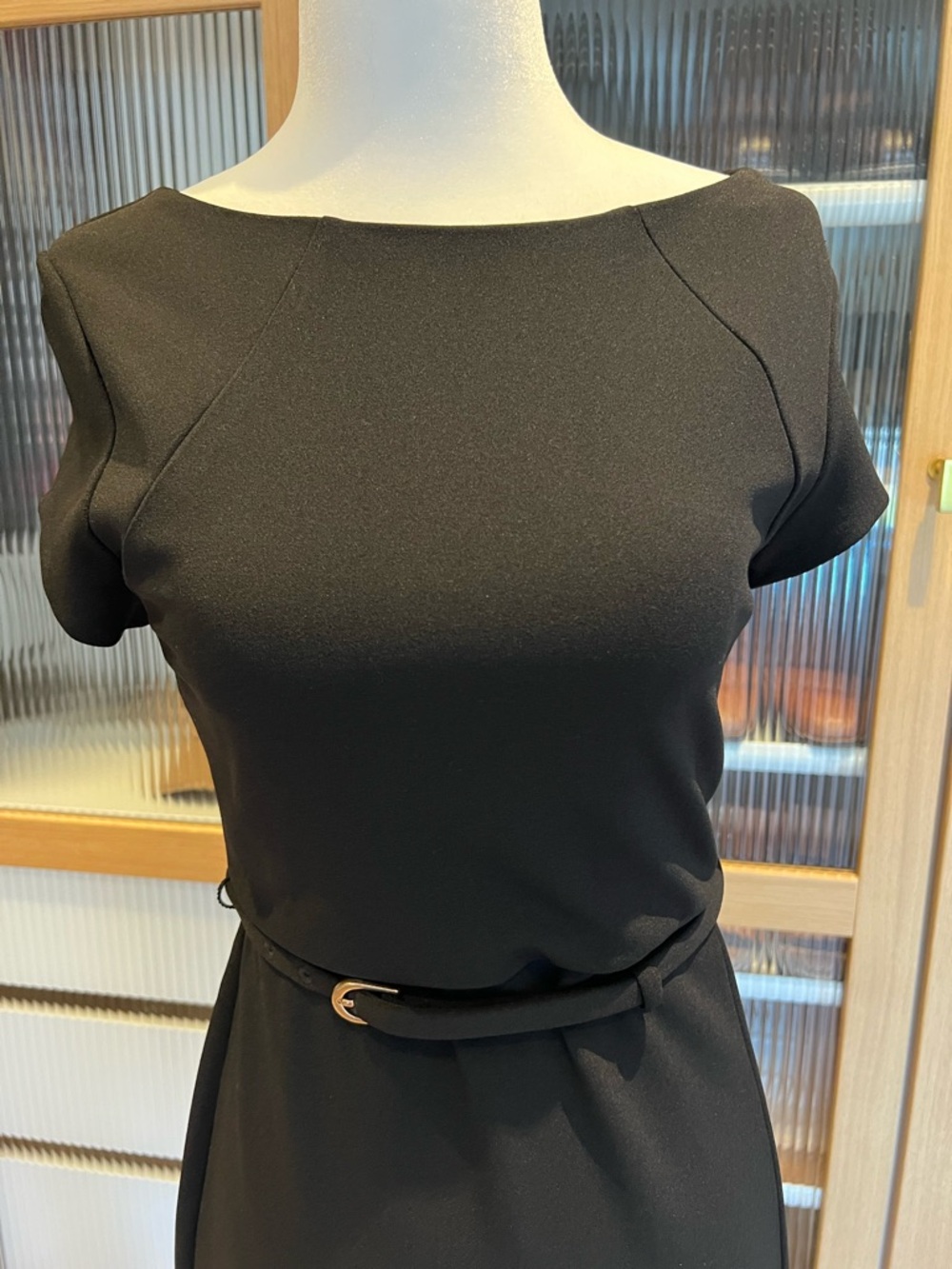 New! Express Belted Sheath Dress Casual Size XS Black - Picture 9 of 13